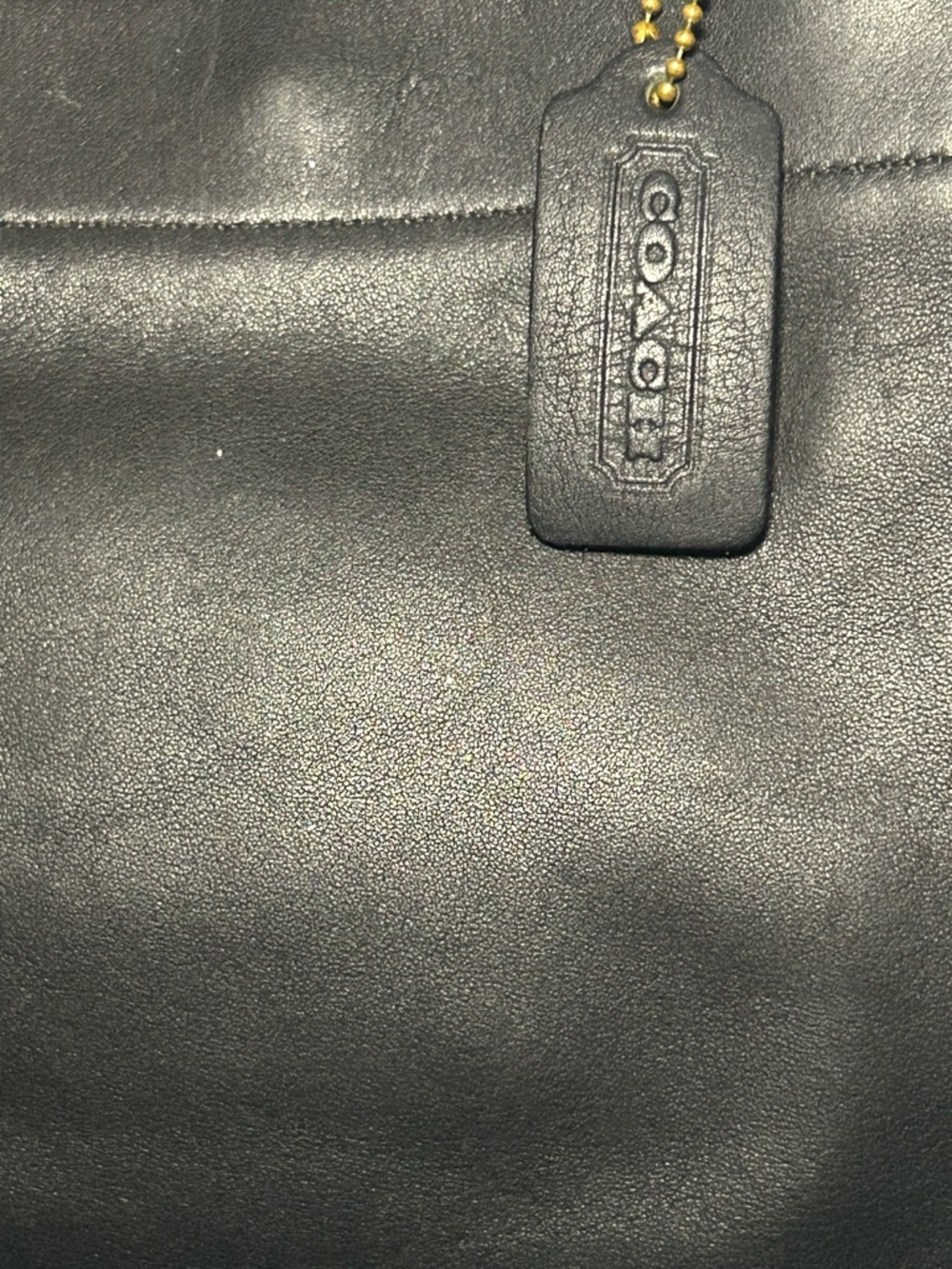 Coach Black Leather Shoulder Bag with Gold-Tone Snap